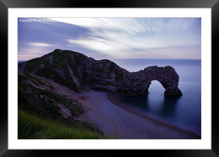 Durdle Door at Dusk Framed Mounted Print by Ian Middleton