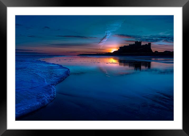 Bamburgh Blue Sunrise Framed Mounted Print by Kevin Tate