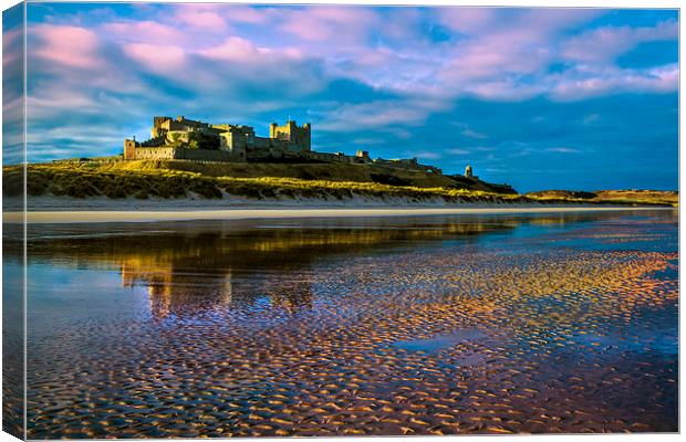 Bamburgh Castle Evening Sun Canvas Print by Kevin Tate