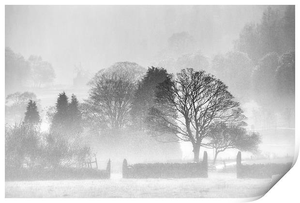 Autumn Mists at Gelerts Grave Print by Oriel Forest