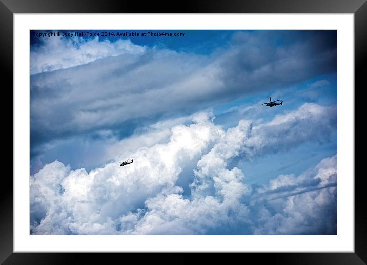 Copters over the Atlantic Framed Mounted Print by Judy Hall-Folde