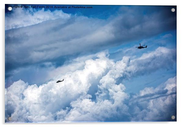 Copters over the Atlantic Acrylic by Judy Hall-Folde