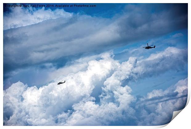 Copters over the Atlantic Print by Judy Hall-Folde