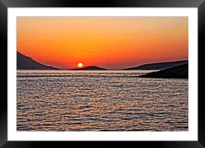 Rhodes Sunset Framed Mounted Print by Tom Gomez