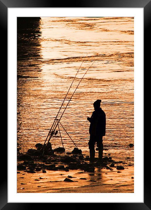 Fishing at Sunset Framed Mounted Print by Michael Hopes