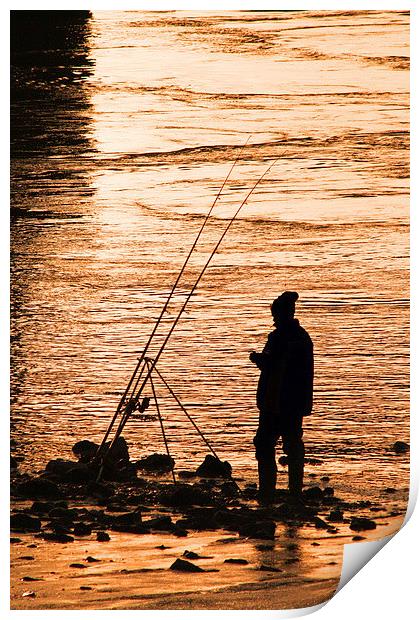 Fishing at Sunset Print by Michael Hopes