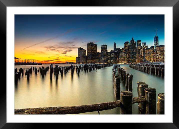 NYC Sunset Framed Mounted Print by Kevin Ainslie