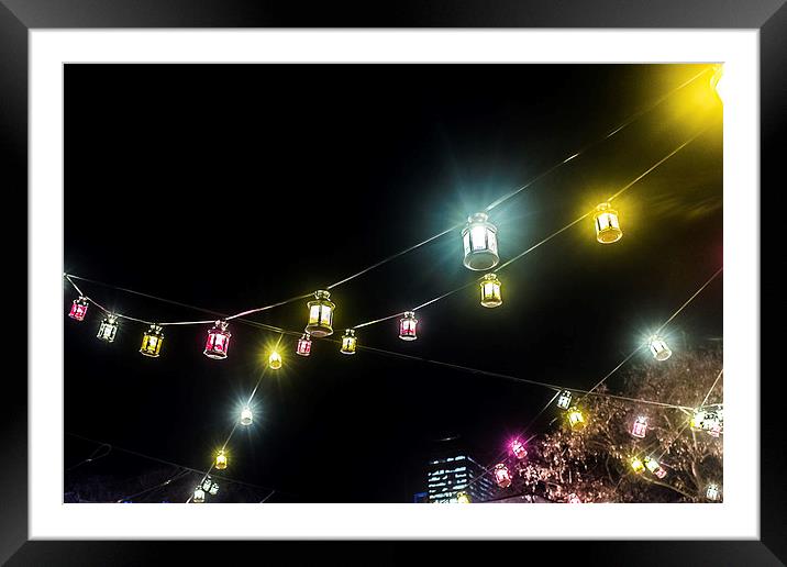 Colourful Swinging Lanterns Framed Mounted Print by Peta Thames