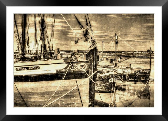 Thames Sailing Barges Vintage Framed Mounted Print by David Pyatt