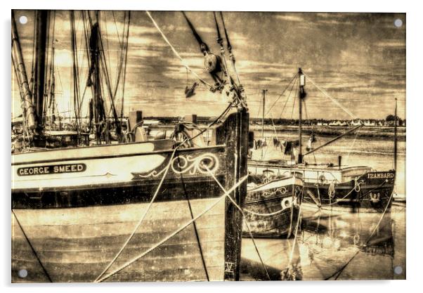 Thames Sailing Barges Vintage Acrylic by David Pyatt