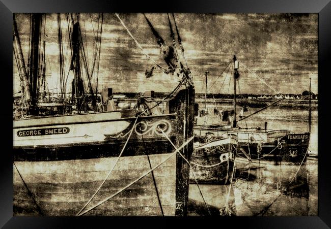 Thames Sailing Barges Vintage Framed Print by David Pyatt