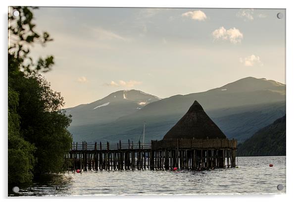 The Crannog on Loch Tay, Kenmore Acrylic by Ian Potter