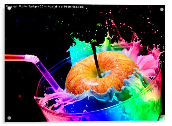 Apple Splash Acrylic by john Sprague