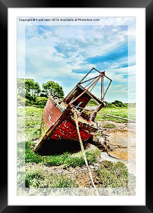 A Colourful boat lies on Heswall Beach Framed Mounted Print by Frank Irwin