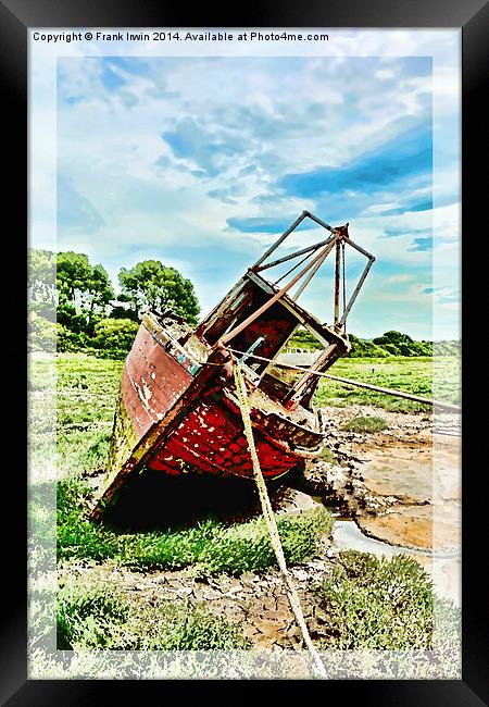 A Colourful boat lies on Heswall Beach Framed Print by Frank Irwin