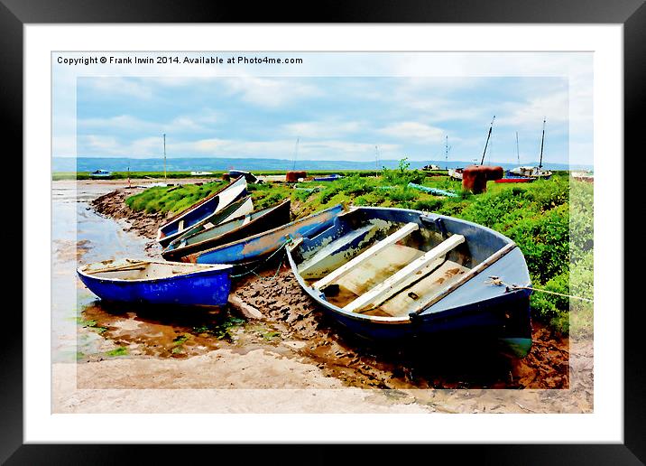 Boats lined up on Heswall Beach Framed Mounted Print by Frank Irwin