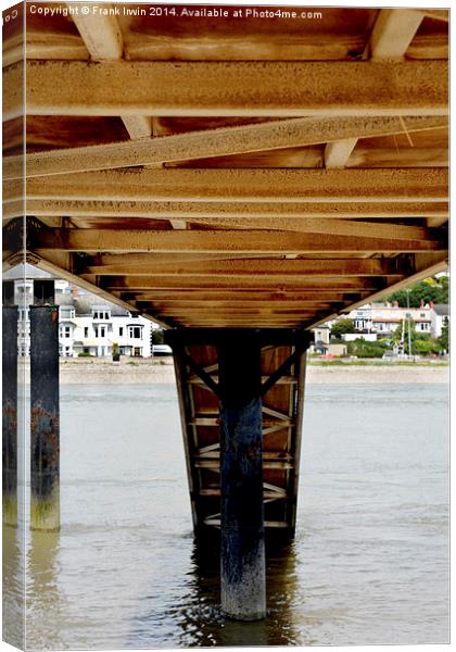 Underside of sunken pier on River Conway Canvas Print by Frank Irwin