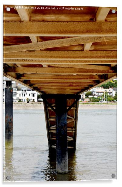 Underside of sunken pier on River Conway Acrylic by Frank Irwin