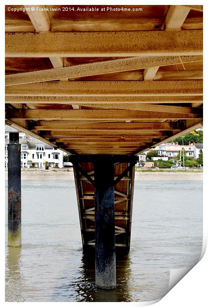 Underside of sunken pier on River Conway Print by Frank Irwin