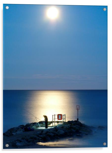 Moonlight fishing. Acrylic by paul cobb