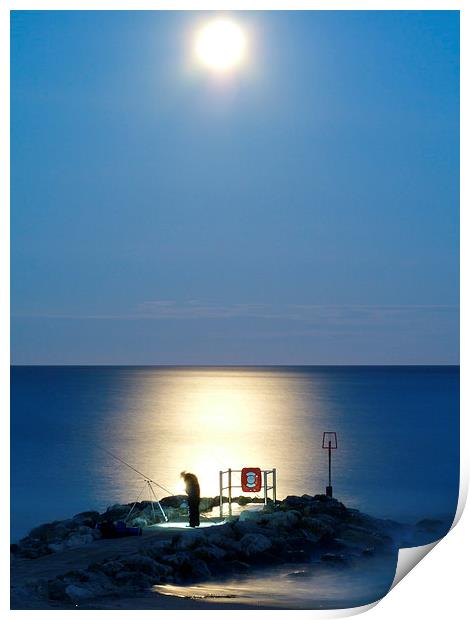 Moonlight fishing. Print by paul cobb