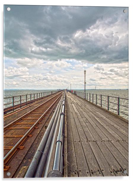 Southend Pier And Rail Acrylic by Clive Eariss
