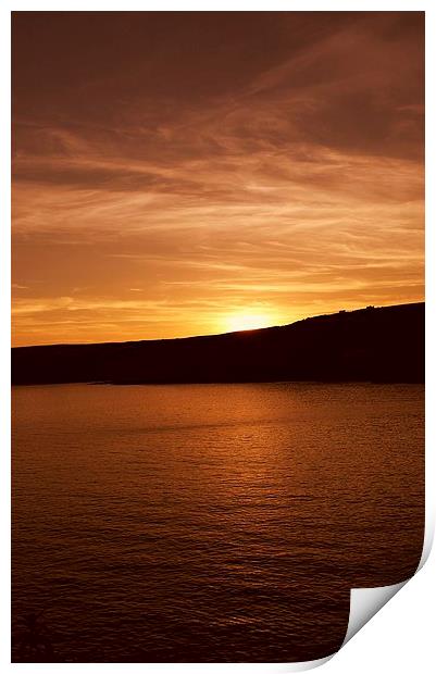 Sunset over Manorbier Bay Print by Mandy Llewellyn