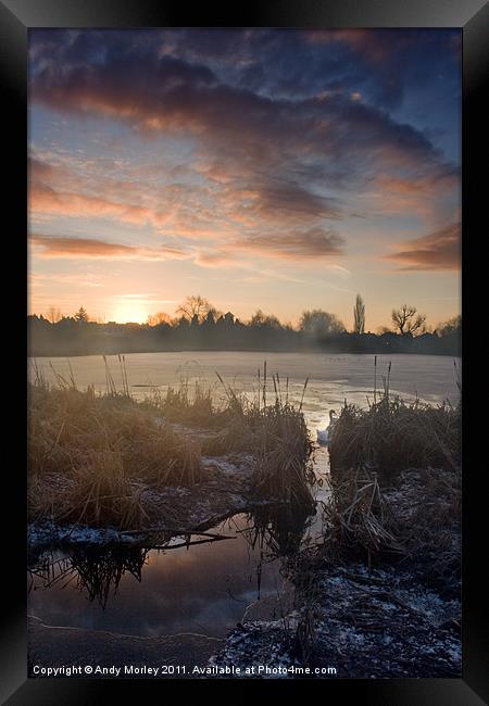 Bedworth Sloughs Sunrise Framed Print by Andy Morley