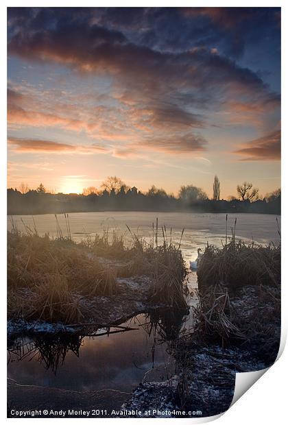 Bedworth Sloughs Sunrise Print by Andy Morley