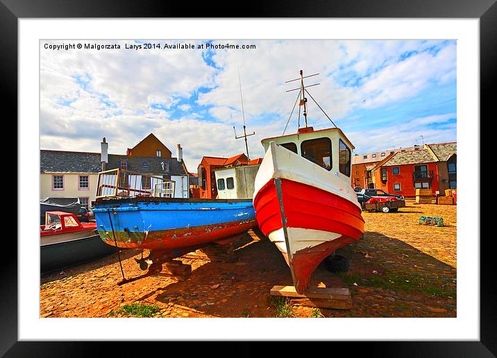 Old fishing boats in Dunbar Framed Mounted Print by Malgorzata Larys