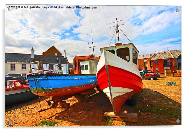 Old fishing boats in Dunbar Acrylic by Malgorzata Larys