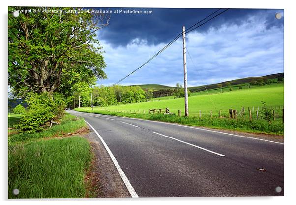 An empty road in the countryside of Scotland Acrylic by Malgorzata Larys