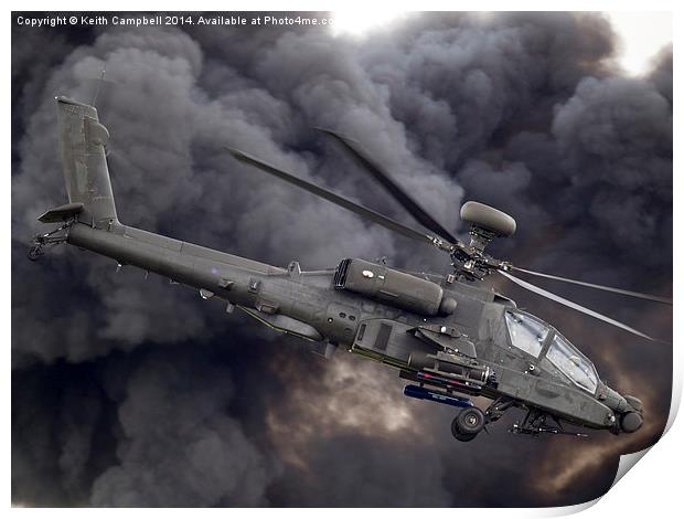 British Army AH-64 Apache Print by Keith Campbell