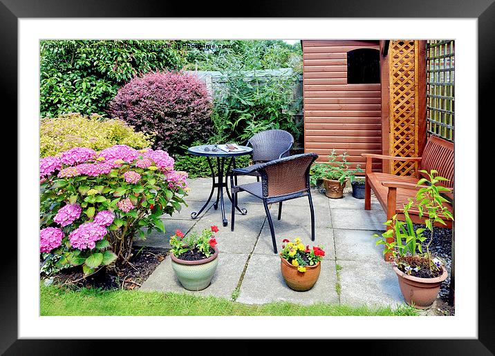 A typical English patio Framed Mounted Print by Frank Irwin