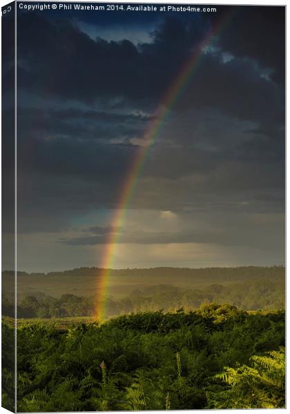Rainbow at Mogshade Canvas Print by Phil Wareham