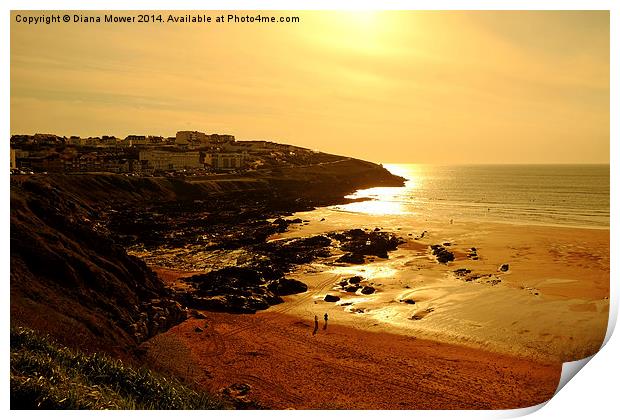Fistral Beach Sunset Print by Diana Mower