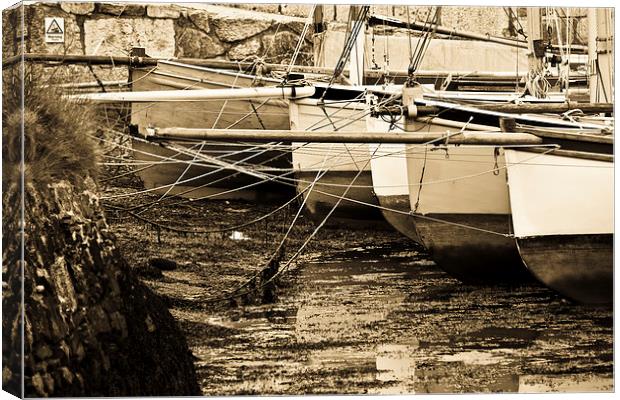 Oyster Boats Laid up at Mylor Canvas Print by Admin Test account