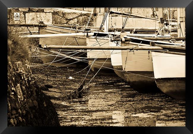 Oyster Boats Laid up at Mylor Framed Print by Admin Test account