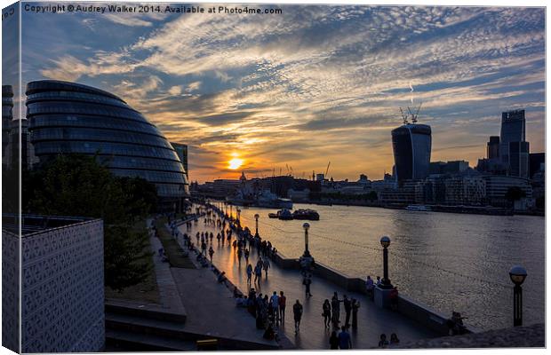 South Bank Sunset Canvas Print by Audrey Walker