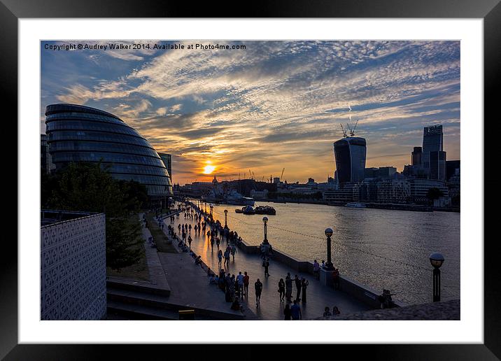 South Bank Sunset Framed Mounted Print by Audrey Walker