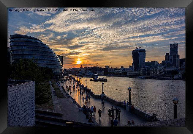 South Bank Sunset Framed Print by Audrey Walker