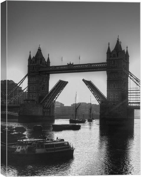 Sunrise at Tower Bridge HDR BW Canvas Print by David French