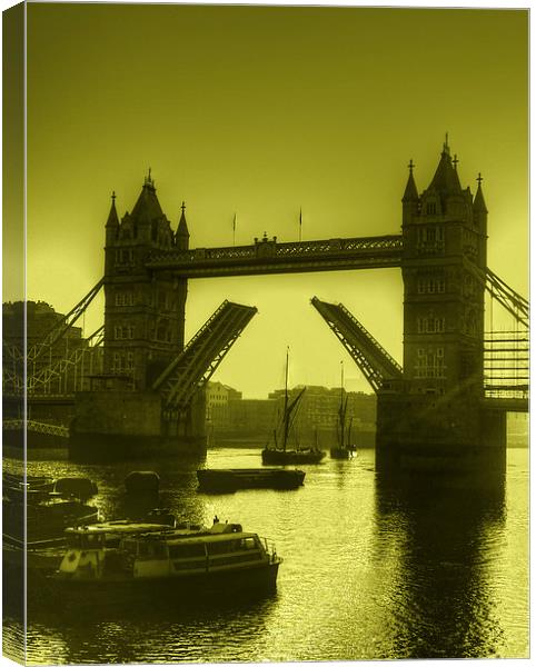 Sunrise at Tower Bridge HDR Toned Canvas Print by David French