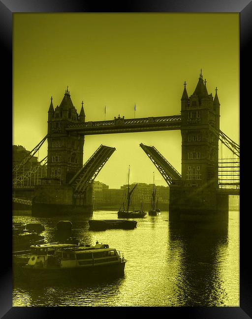 Sunrise at Tower Bridge HDR Toned Framed Print by David French