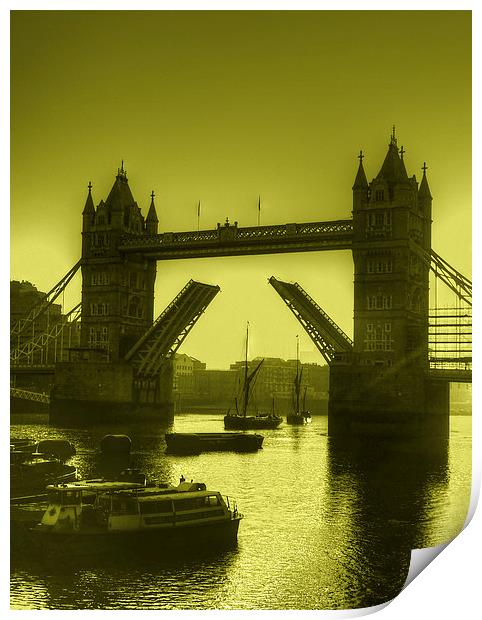 Sunrise at Tower Bridge HDR Toned Print by David French