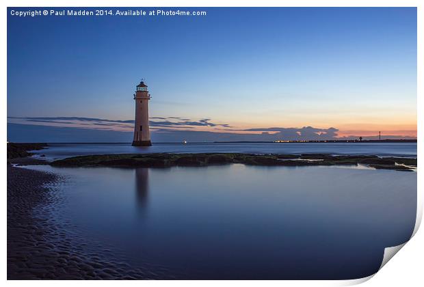 New Brighton Lighthouse Morning Print by Paul Madden
