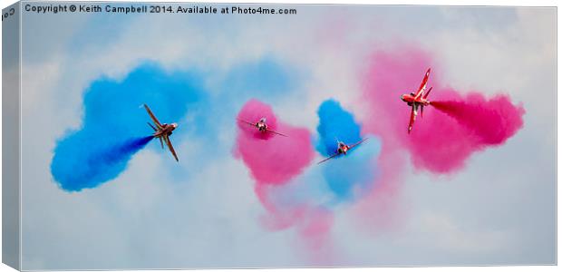 Red Arrows quartet. Canvas Print by Keith Campbell