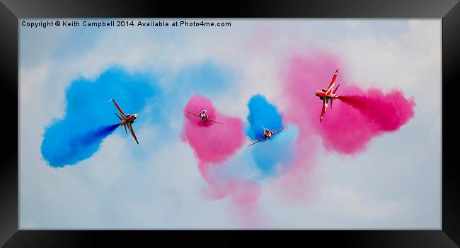 Red Arrows quartet. Framed Print by Keith Campbell