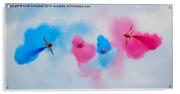 Red Arrows quartet. Acrylic by Keith Campbell