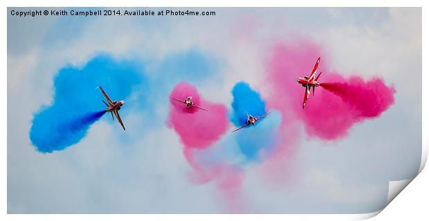 Red Arrows quartet. Print by Keith Campbell